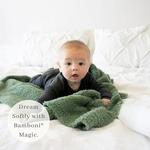 SARANONI Bamboni Baby Blanket | Luxury Plush Super Soft Blanket | Breathable Comfort Infant Baby Blankets for Boys & Girls | Olive, Mini - 15” x 20”