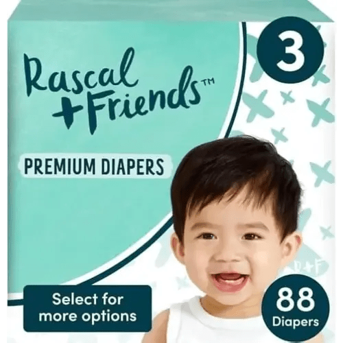Rascals Premium Diapers Size 3, 88 Count (Pack of 1).