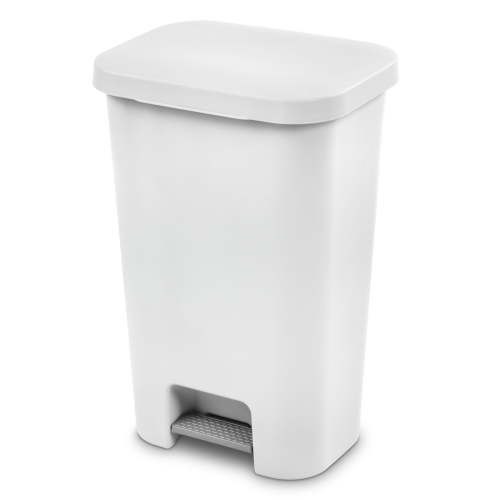Sterilite Kitchen Trash Can, 11.9 Gallon Plastic Garbage Bin with Step Lid, White