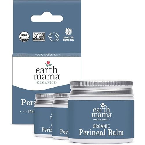 Earth Mama Organic Perineal Balm | Naturally Cooling Herbal Salve for Pregnancy and Postpartum Relief with Witch Hazel & Calendula, Feminine Care Essentials, No Benzocaine or Butane, 2-Oz (3-Pack)