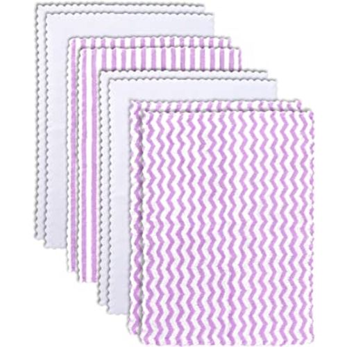 8 Pack Super Soft Baby Burp Cloths, Baby Washcloths, Ultra Absorbent Large Newborn Burping Cloth for Boy and Girl, Milk Spit Up Rags, Unisex for Baby Sensitive Skin, Purple and White, 16 × 12 Inch