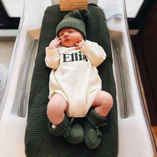 Newborn Cotton Embroidered Romper, Baby Hat and Bootie Set, Personalized Name Outfit for New Born