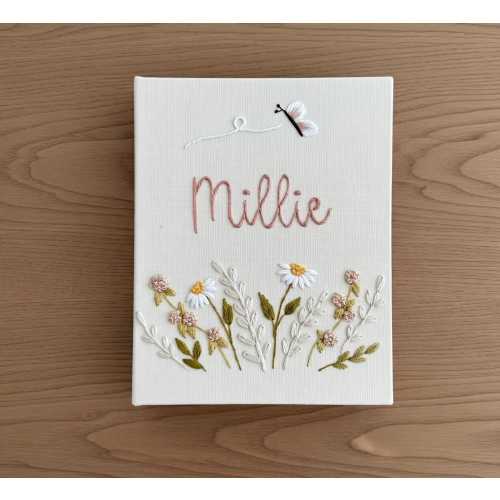 Hand Embroidered Baby Photo Album With Sleeves, Personalized Photo Album, Baby Gift,  Unique Photo Album, Custom Embroidered Photo Album.
