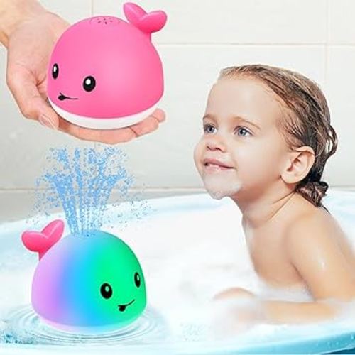 Gigilli Baby Bath Toys, Bath Toys for Kids Ages 1-3, 1 Year Old Girl Valentines Gifts for Babies 6-12-18 Months, Light Up Whale Bath Toy Sprinkler Toddler Birthday Bathtub Fountain Pool Water Toy