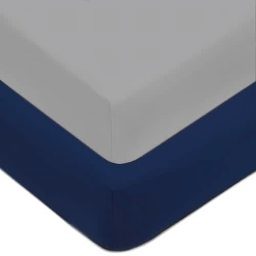American Baby Company 2 Pack Fitted Crib Sheets 52x28, Gray/Navy | Ultra Soft Microfiber Crib and Toddler Bed Sheets, Breathable & Gentle on Baby Skin, Neutral for Boys & Girls