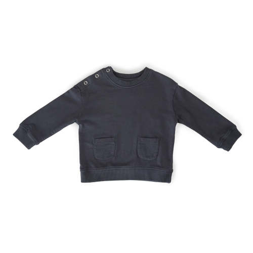 French Terry Shoulder Snap Sweatshirt - Ink Blue