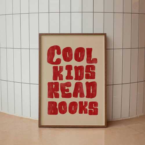 Kids Read Books Typography Print: Retro Playroom Wall Art (Printed Shipped)