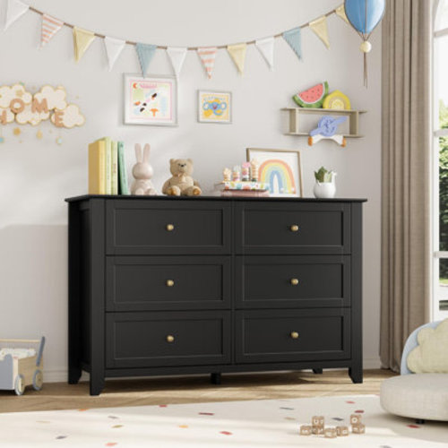 Ebern Designs 6 Drawer Dresser for Bedroom, Large Dresser with Deep Drawers & Metal Knobs | Wayfair