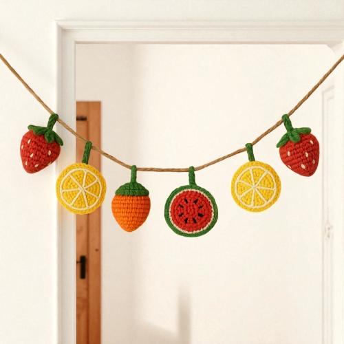 Crochet Cotton Fruit Hanging String for Home Decoration, Crib Decoration, Handmade Wool with Fruit, Party Decoration, Christmas