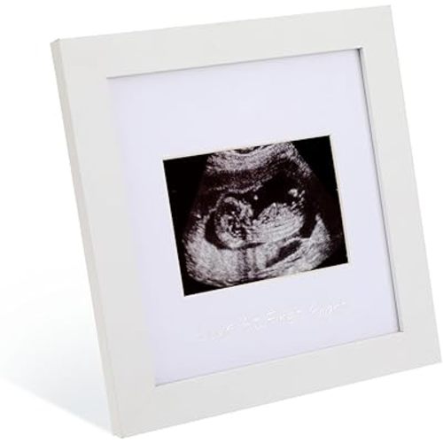 Baby Sonogram Picture Frame - Display 3.5x2.5" Ultrasound Photo, Wooden Pregnancy Announcement Sign, Gender Reveal Decorations for Expecting Parents, Baby Shower