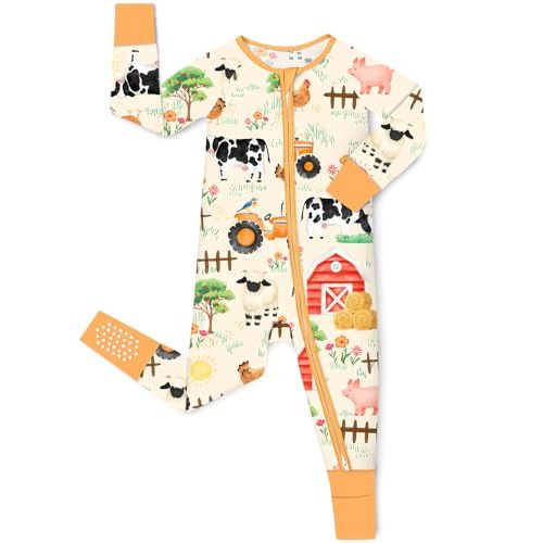 babee Reshinee Bamboo Viscose Baby Convertible Footie Pajama, Zipper Pajamas for Baby Boys & Girls, Sleep & Play Footed