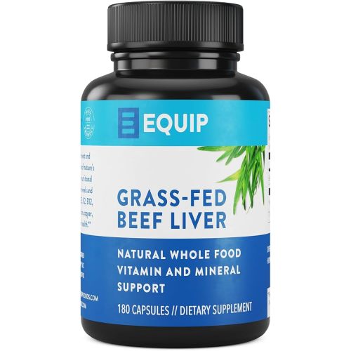 Equip Foods Grass-Fed Beef Liver | Natural Desiccated Beef Liver Supplement | Support Heart Health, Brain Function, Digestion, Metabolism, Immunity, Detoxification | 180 Capsules, 30 Servings