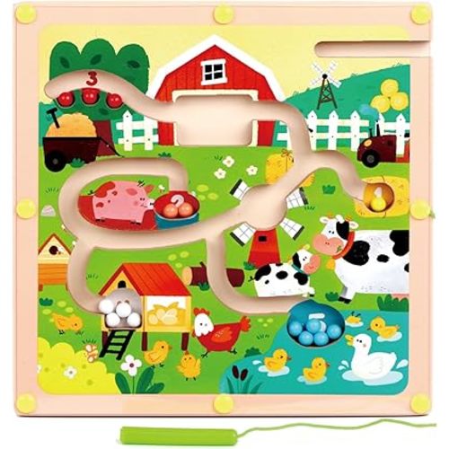 QimuMku Farm Maze Magnetic Busy Board & Travel Toy for Toddlers Ages 2-4