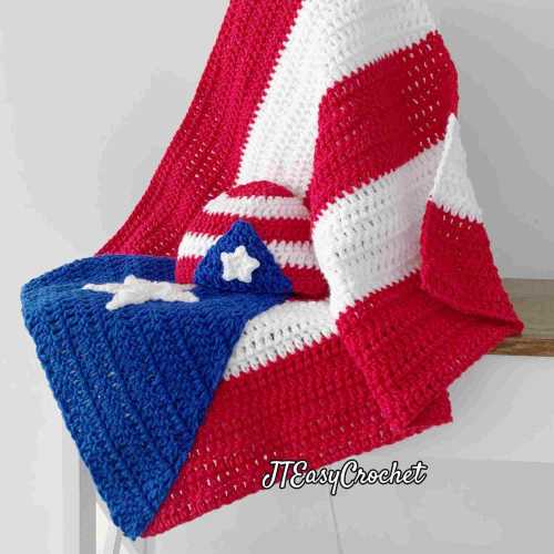 Puerto Rico Set Of Baby Blanket And Hat, Puerto Rican Baby Outfit Flag, Puerto Rico Flag Beanie, Puerto Rico Blanket, Patriotic Photo Props