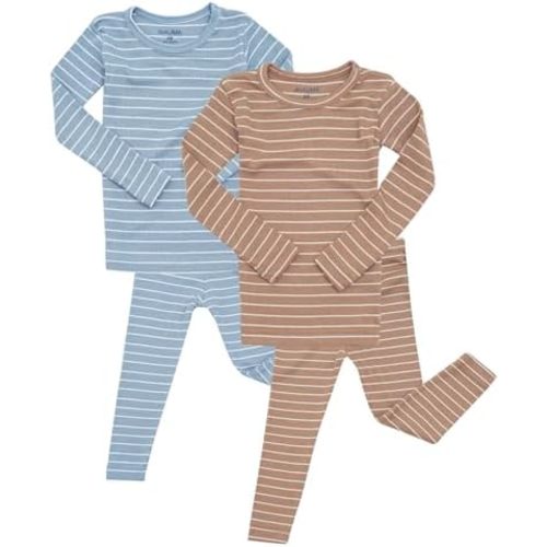 AVAUMA Stripe Pattern Baby Boys Girls Pajama Set Kids Toddler Snug fit Ribbed Sleepwear pjs for Daily Life Style