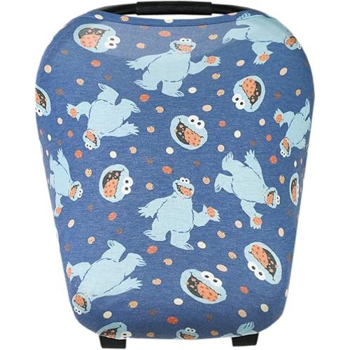 Copper Pearl Multi-Use Cover: Car Seat Covers, Nursing Cover, and Stroller Cover - Stretchy Fabric, All-Season Use, Stylish Designs, Easy Access for Moms - Cookie Monster