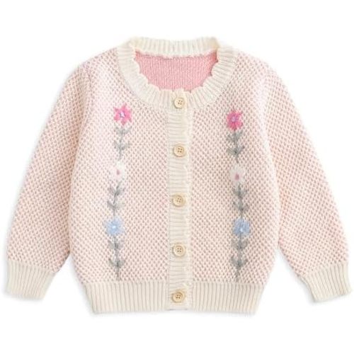 Simplee kids Baby Sweater Cardigan Jacquard Cable-Knit Spring Coat Long Sleeve Cardigan for Baby Girl