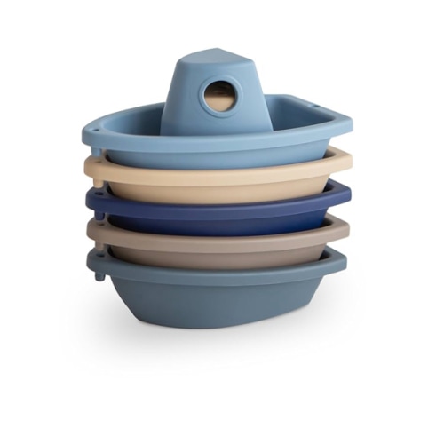 mushie Stackable Bath Boats Toy (Ocean) | Floating Bathtub Toys for Baby & Toddler, Set of 5 | Made in Denmark