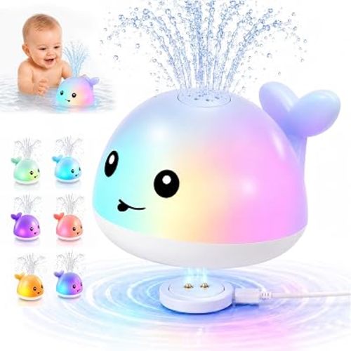 Gigilli Baby Bath Toys for Kids Ages 1-3, Light Up Whale Bath Toy Sprinkler