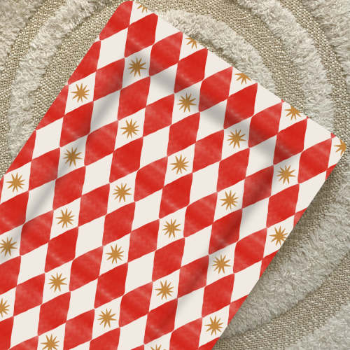 Standard Baby Changing Mat | Red Harlequin Print | Bobbin and Bumble UK | Bobbin and Bumble