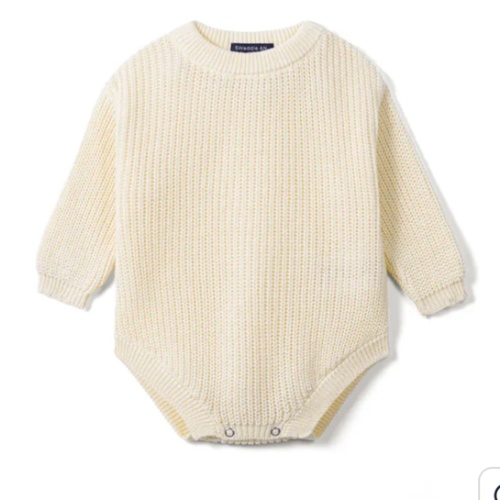 Classic Chunky Knit Baby Romper in Cream