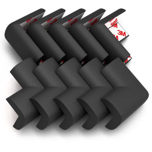 Komfortology Black Foam Corner Protectors, 12 Count with 3M Adhesive