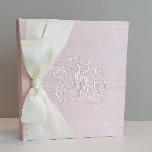 Monogrammed Silk Baby Memory Book: Heirloom First Year Keepsake