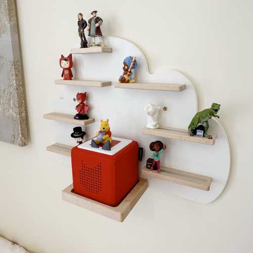 Paint your own Smudge and Snail Cloud tonies shelf - Un-painted - Magnetic & Wooden shelf compatible with Tonies Characters and Toniebox