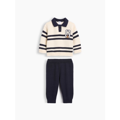 Baby Stripe Polo Sweater Outfit Set