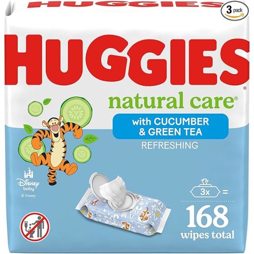 Huggies Natural Care Refreshing Baby Wipes, Hypoallergenic, Scented, 3 Flip-Top Packs (168 Wipes Total)