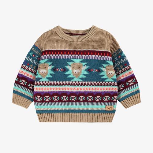 Chandail beige en tricot avec motifs, bébé | Souris Mini - Souris Mini