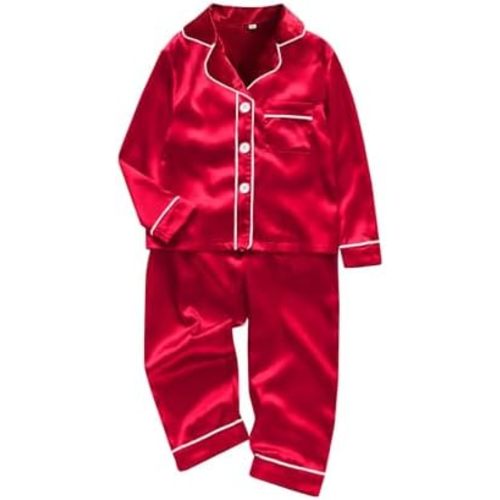 2025 Family Satin Christmas 𝐏a𝐣amas Sets Solid Silk Xmas 𝐏𝐣s Matching Sets Soft 𝗦leepwear for Mens