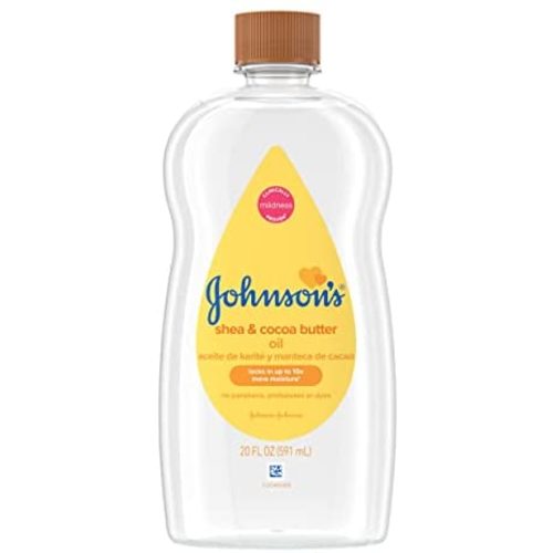 Johnson's Baby Oil, Mineral Oil Enriched with Shea & Cocoa Butter to Prevent Moisture Loss, Hypoallergenic, 20 fl. oz