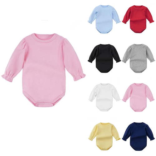PIWHJQK Newborn Bodysuit Kids Solid Long Sleeve Summer Breathable Infantborn Cotton Infant Outfits