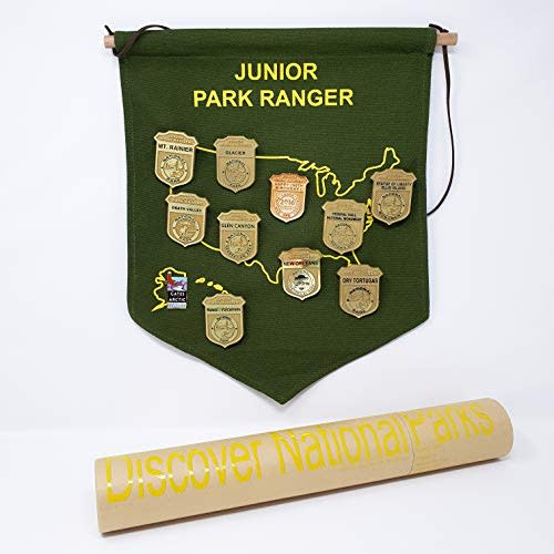 National Park Junior Ranger Gift Set – Badge & Pin Display Banner with “Discover National Parks” Tube | Eco-Friendly Holiday Gift for Scouts, Collectors & Outdoor Enthusiasts by Dream America USA