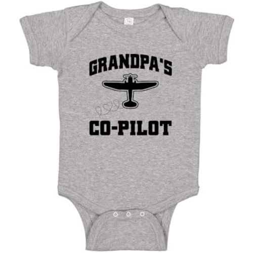Grandpa's Co-Pilot Airplane Baby Bodysuit or Toddler T-Shirt for Grandpa's Little Wingman