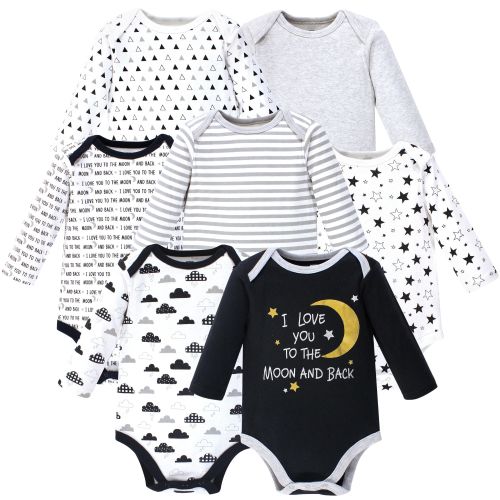 Hudson Baby Cotton Long-Sleeve Bodysuits 7pk, Moon And Back