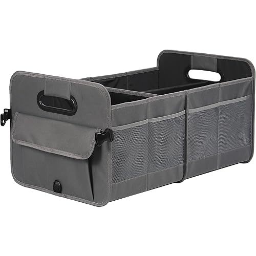 Car Trunk Organizer Car Storage Organizer Collapsible Multi Compartment Car Organizer Adjustable Straps Car Organizer for SUV(Gray)