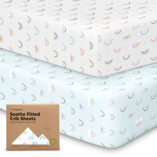KeaBabies 2pk Soothe Fitted Crib Sheets Neutral, Organic Baby Crib Sheets, Fits 52x28 Standard Nursery Baby Mattress (Jolly Rainbow)