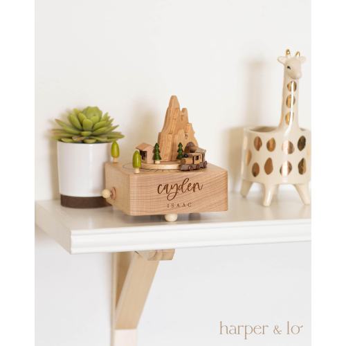 Personalized Musical Train Carousel | Custom Keepsakes Heirloom, Engraved Custom Wooden Music Box, Baby Shower Gift, Nursery Decor, Train