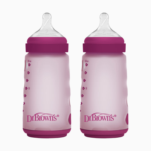 Dr. Brown's Options+ Wide-Neck Silicone Baby Bottles - Pink, 9 Oz