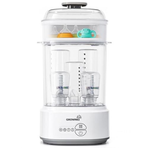 Grownsy Compact Baby Bottle Sterilizer & Dryer, Fast Sanitization, Holds 5 Bottles & Pump Parts, 3 Modes, Easy Operation, Home & Travel