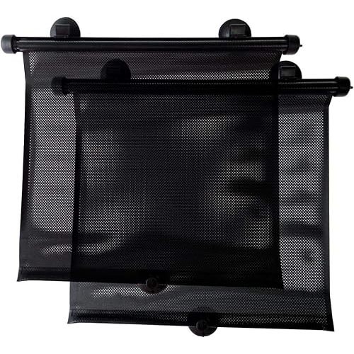 Primo Passi Retractable Car Window Sun Shade (2 Pack) – Baby Car Side Window Sunshade with UV Protection & Safe-View Mesh – Retractable Roller Sunshade for Kids 15 x 16.5 Inches