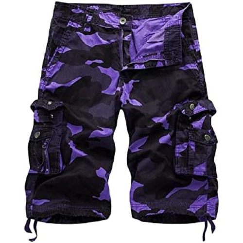 Men's Camo Cargo Shorts Relaxed Fit Multi-Pocket Outdoor Camouflage Cargo Shorts Cotton