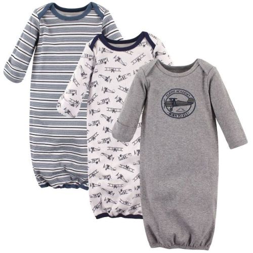 Hudson Baby Infant Boys Cotton Gowns, Aviation, Preemie/Newborn
