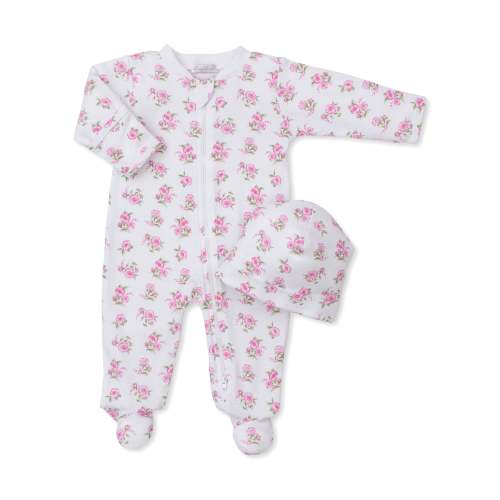 Floral Treasure Zip Footie & Hat Set