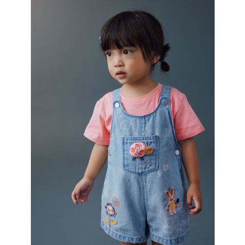 Light Blue Denim Ladybug Embroidered Dungaree and T-Shirt Set (3mths-7yrs)