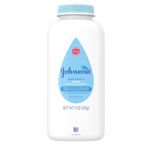 Johnson's Naturally Derived Cornstarch Baby Powder, Aloe & Vitamin E for Delicate Skin, Hypoallergenic, Free of Talc, Parabens, Phthalates & Dyes, Silky for Gentle Baby Skin Care, 9 oz