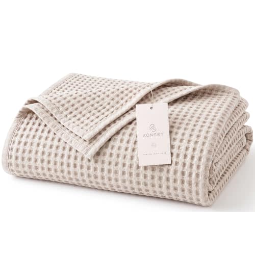 Konssy Waffle Baby Blanket for Boys & Girls, Softer Newborn Swaddle Blanket | 2026 Upgraded Waffle Knit, Cozy Crib Blanket for Nursery, Stroller & Toddler Bed, Machine Washable, 43" x 43"(Oat)