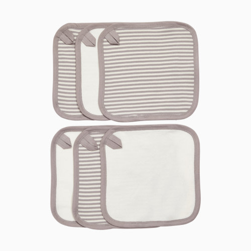 Small Story Organic Washcloth (6 Pack) - Grey Stripe, 6
